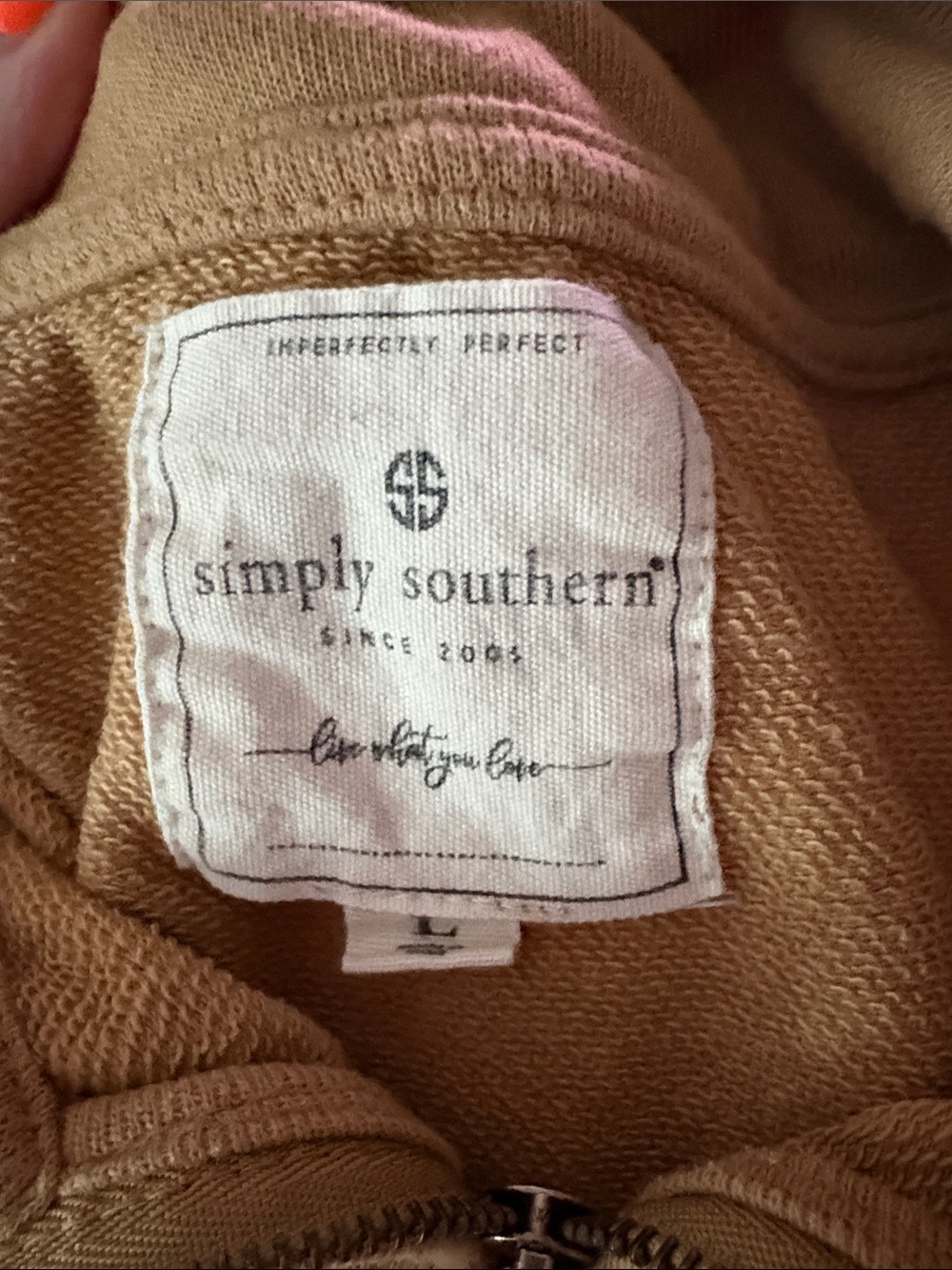 Simply Southern Tan and White Half-Zip Fleece Pullover - Picture 3 of 3